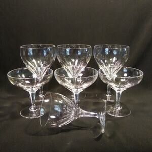 7 Pc Vintage Josair Clear Cut Panel Mixed Crystal Stemware in Ulla